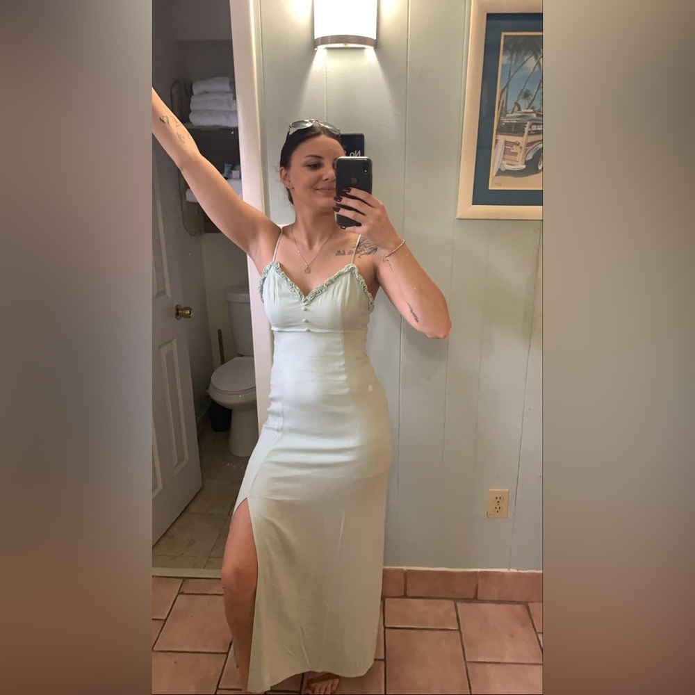 Green dress with slit